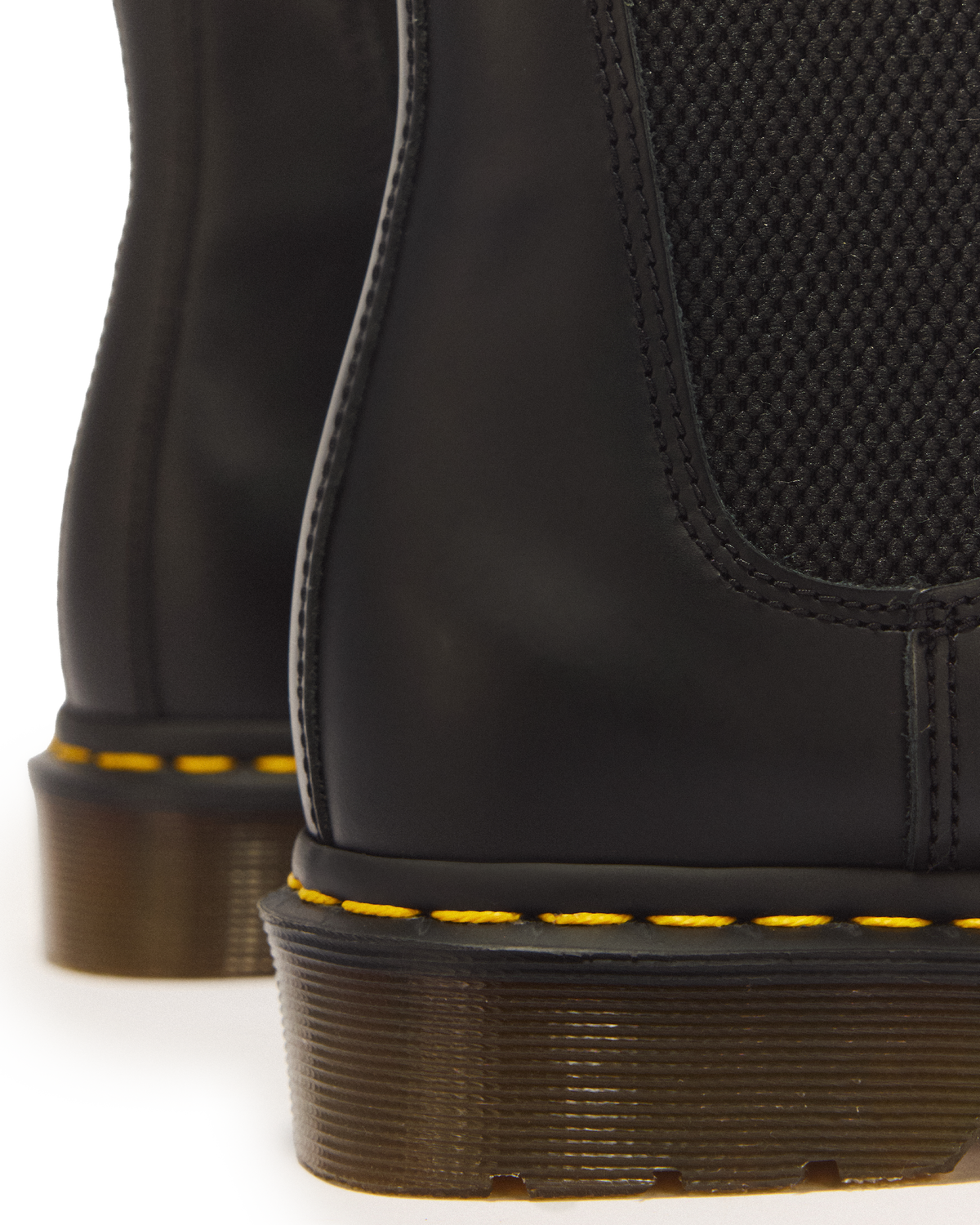 2976 Yellow Stitch Smooth Leather Chelsea Boots in Black