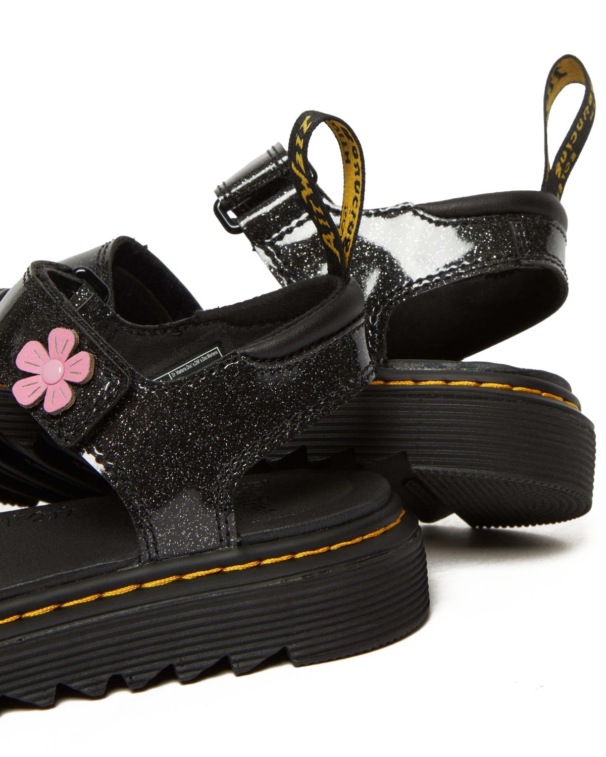 Junior Klaire Coated Glitter Velcro Sandals in Black+Multi