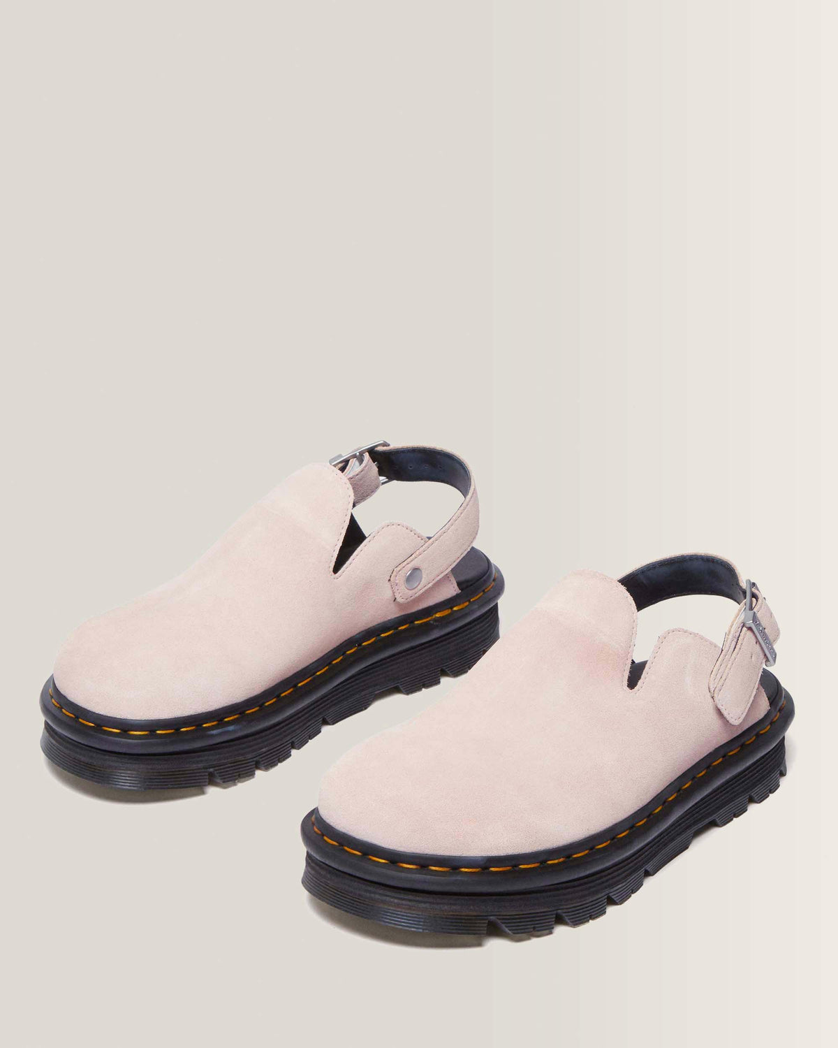 Zebzag Suede Casual Slingback Platform Mules in Powder Pink