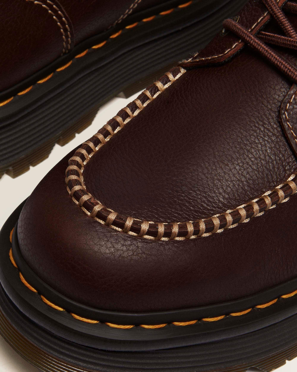 Zebzag Leather Casual 4-Eye Lace-Up Boots in Brown+Black