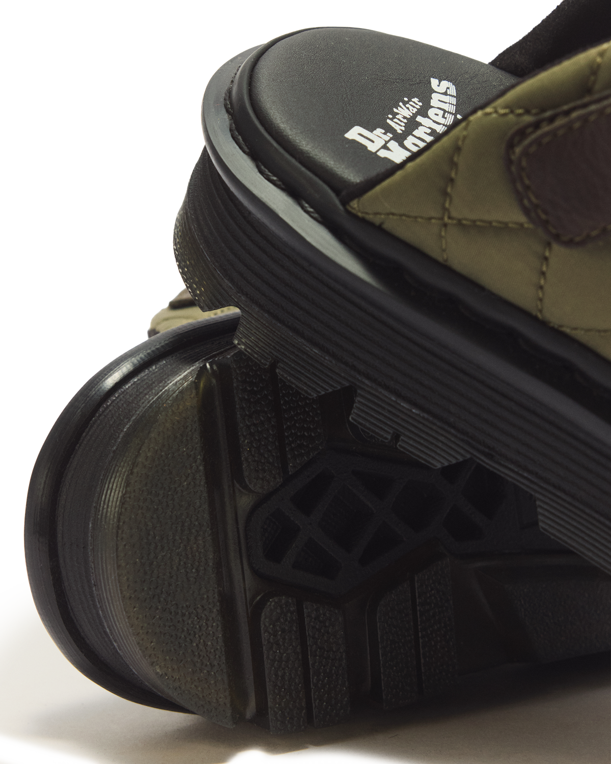 Zebzag Quilted Canvas Platform Mules in DMs Olive Green