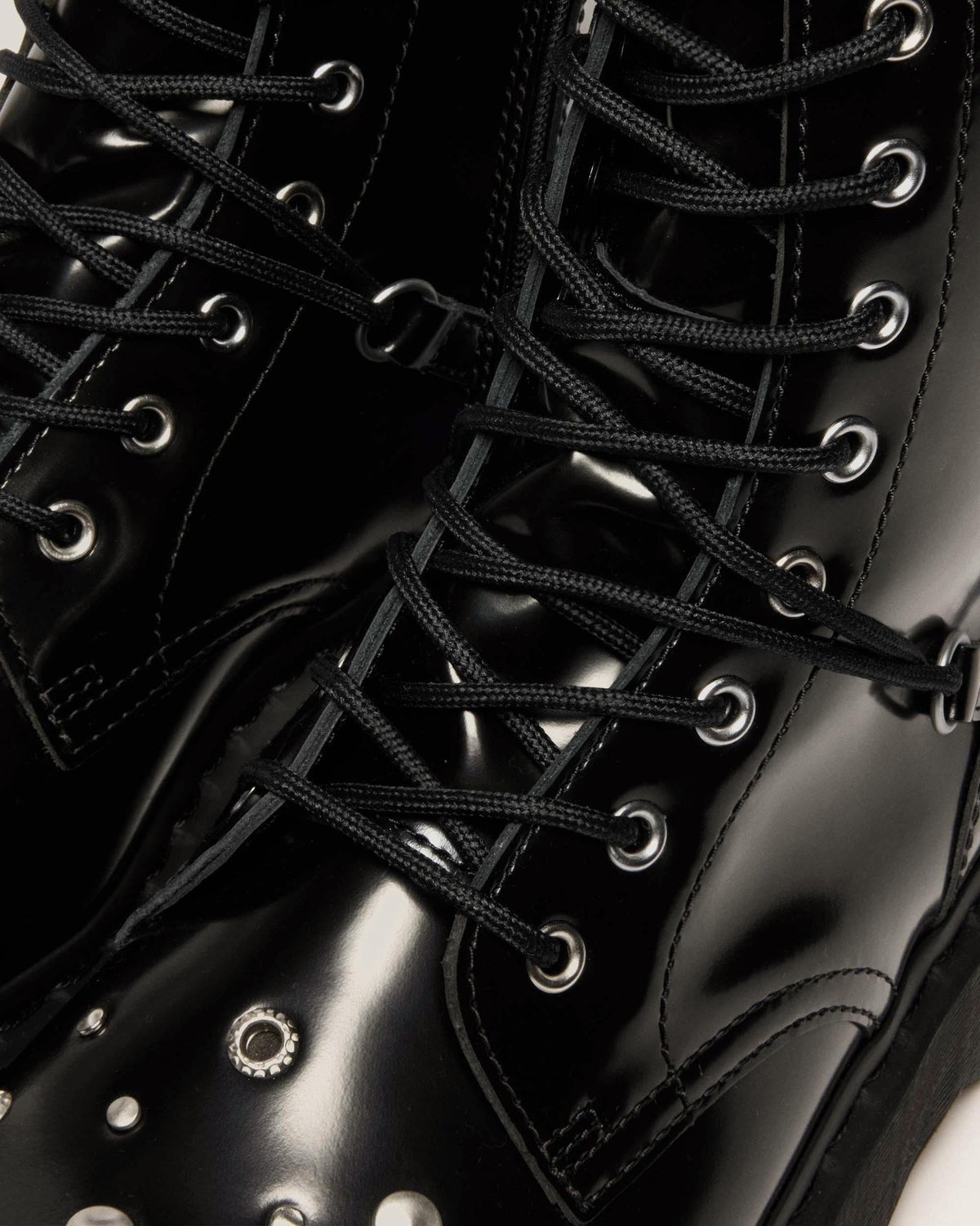 JADON HI STUDDED BUTTERO LEATHER PLATFORM BOOTS in Black Buttero