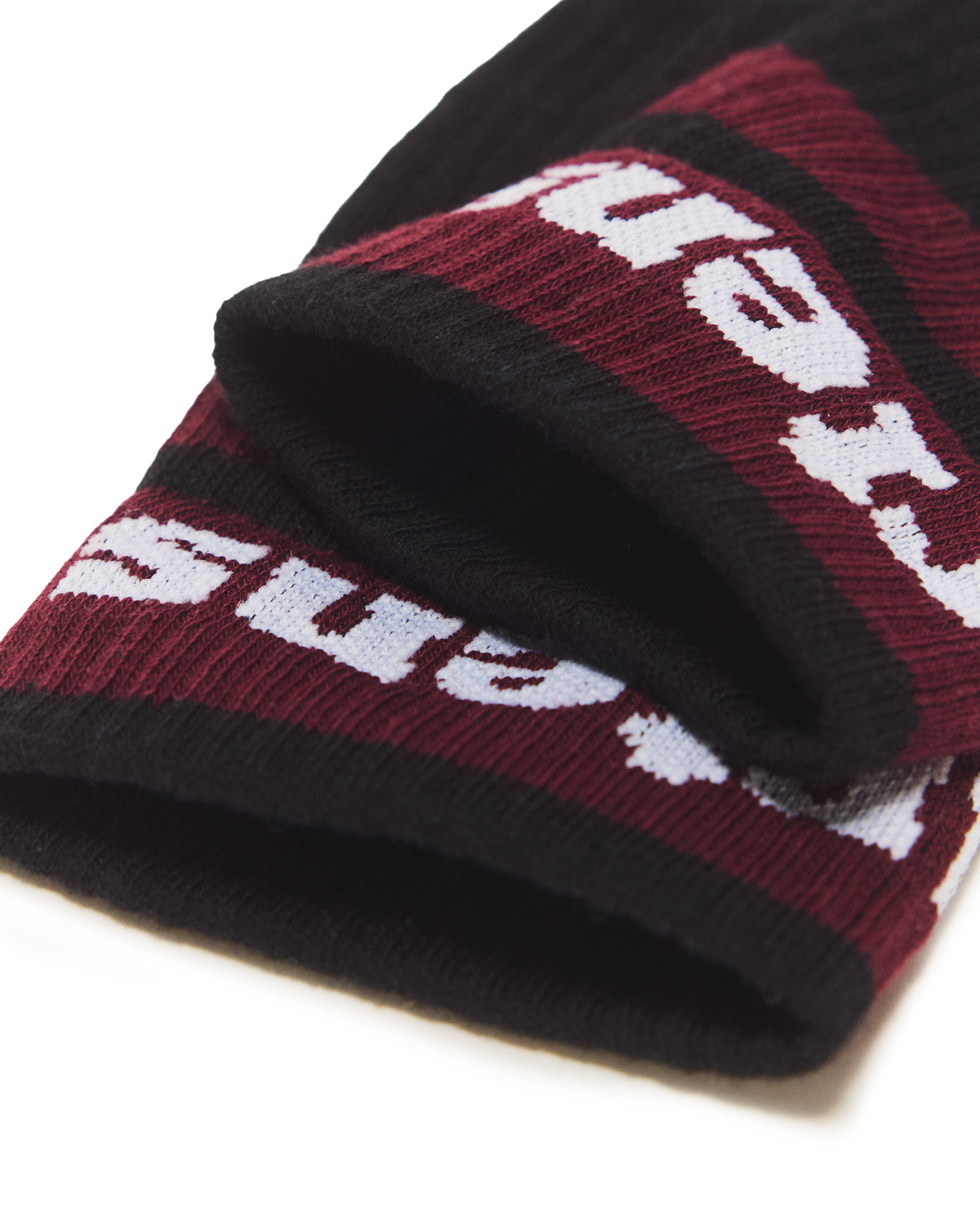 Athletic Logo Organic Cotton Blend Socks in Black+Cherry Red+White