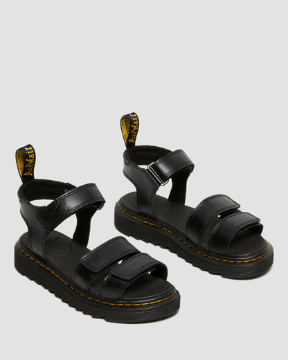 Junior Klaire Leather Strap Sandals in Black