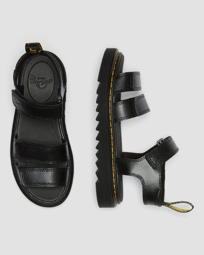 Junior Klaire Leather Strap Sandals in Black
