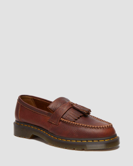 Adrian Yellow Stitch Ambassador Leather Loafers in Cashew