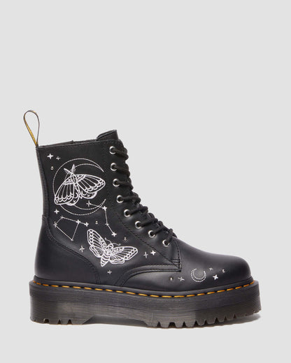 JADON CELESTIAL MOTH EMBROIDERED PLATFORM BOOT in Black