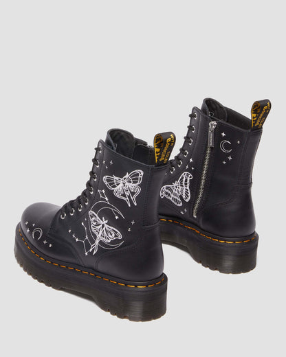 JADON CELESTIAL MOTH EMBROIDERED PLATFORM BOOT in Black