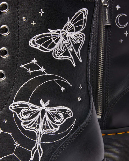 JADON CELESTIAL MOTH EMBROIDERED PLATFORM BOOT in Black