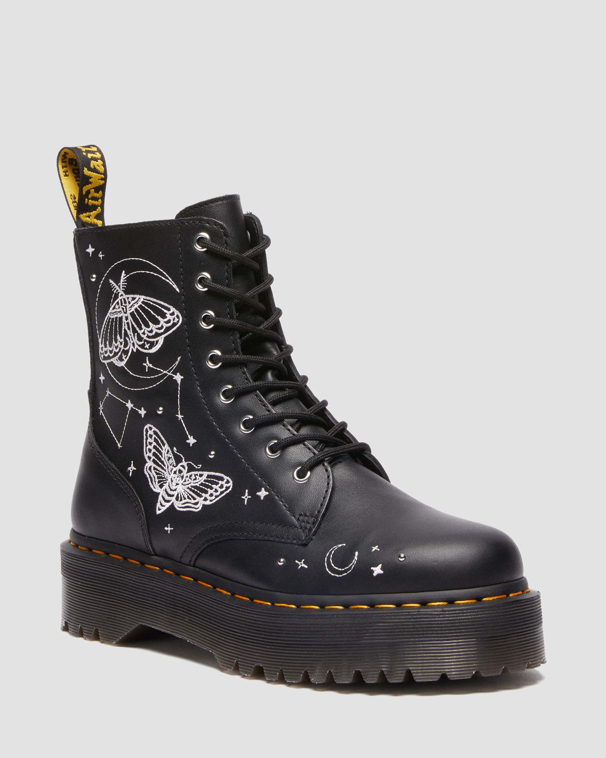 JADON CELESTIAL MOTH EMBROIDERED PLATFORM BOOT in Black