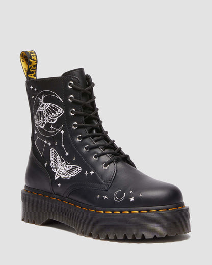 JADON CELESTIAL MOTH EMBROIDERED PLATFORM BOOT in Black
