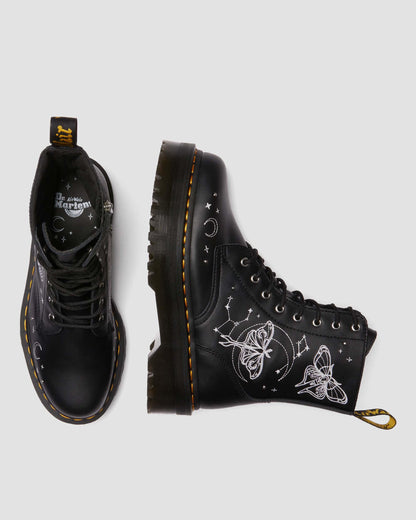 JADON CELESTIAL MOTH EMBROIDERED PLATFORM BOOT in Black