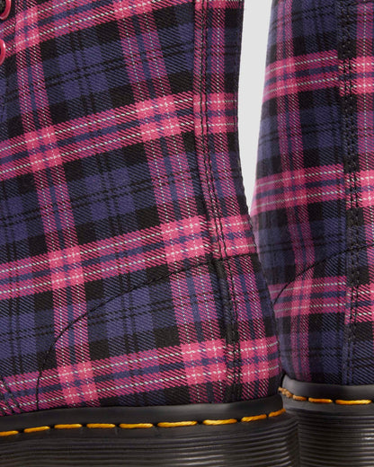 1460 Tartan Lace Up Boots in Pink Multi