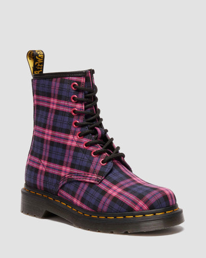 1460 Tartan Lace Up Boots in Pink Multi