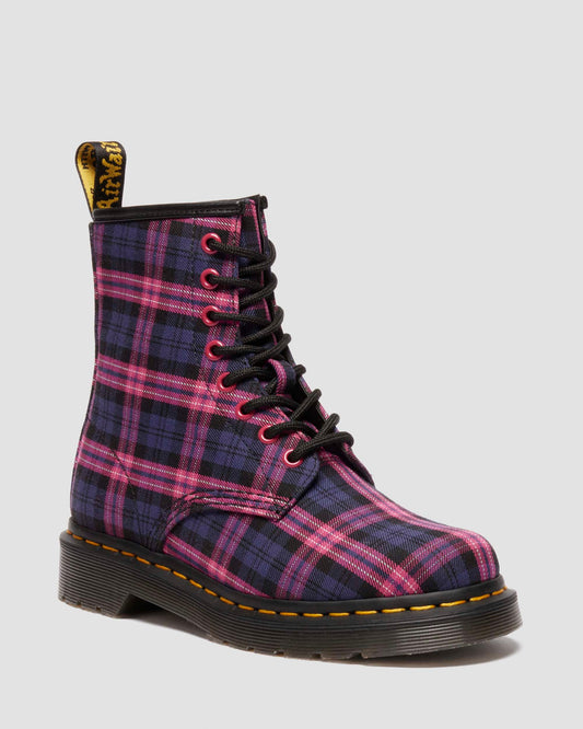 1460 Tartan Lace Up Boots in Pink Multi