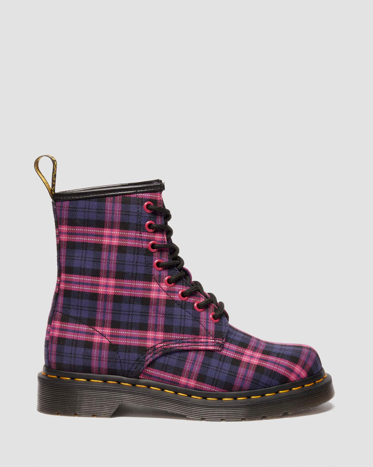 1460 Tartan Lace Up Boots in Pink Multi