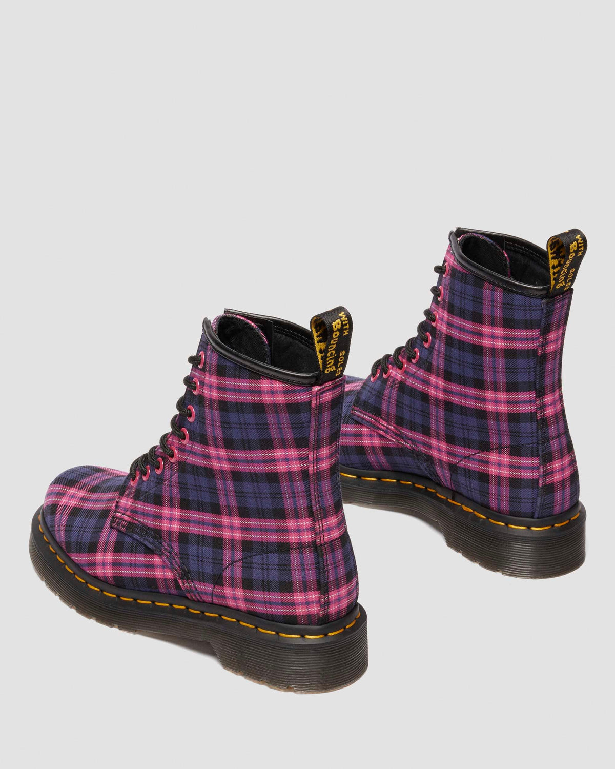 1460 Tartan Lace Up Boots in Pink Multi