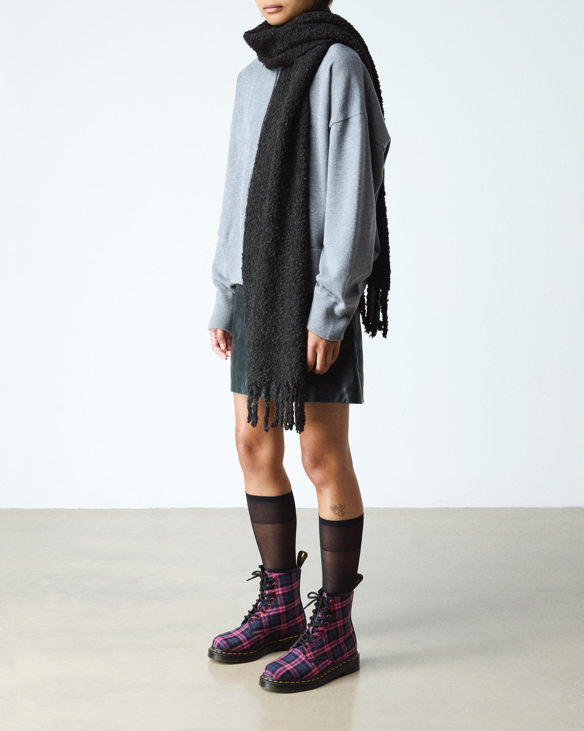 1460 Tartan Lace Up Boots in Pink Multi