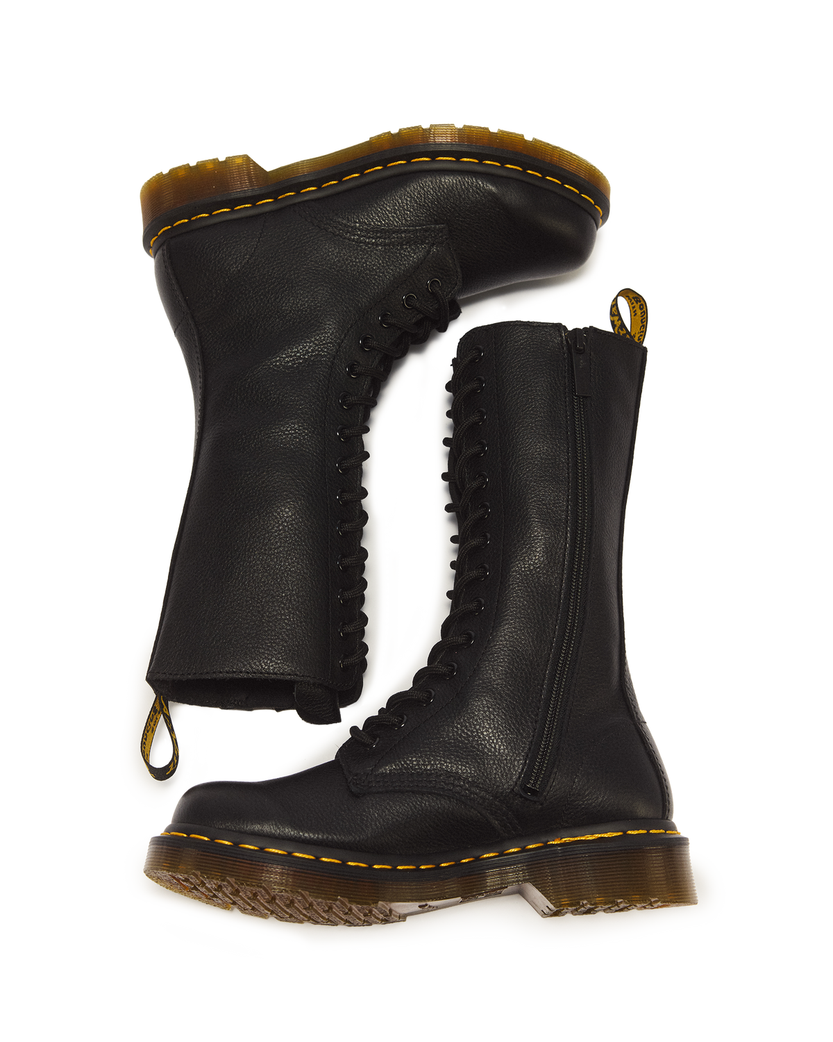 1B99 Virginia Leather Mid Calf Boots in Black