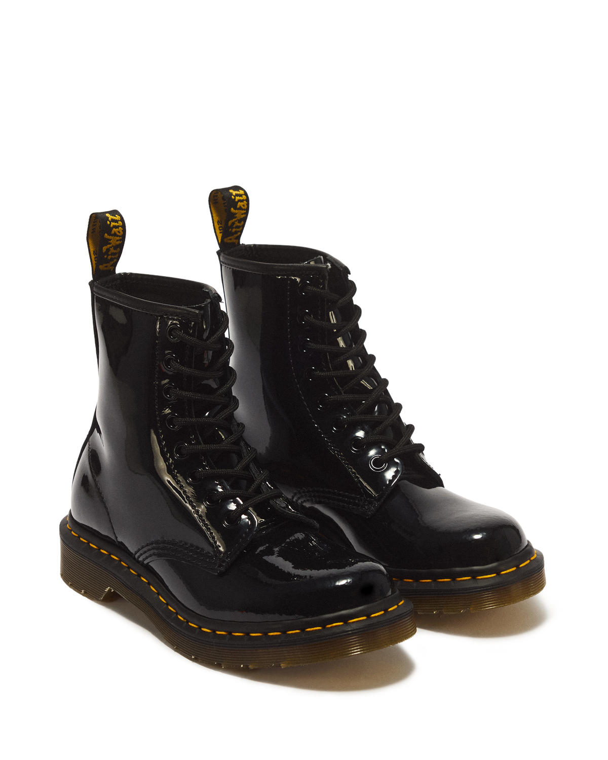 1460 Women's Patent Leather Lace Up Boots in Black