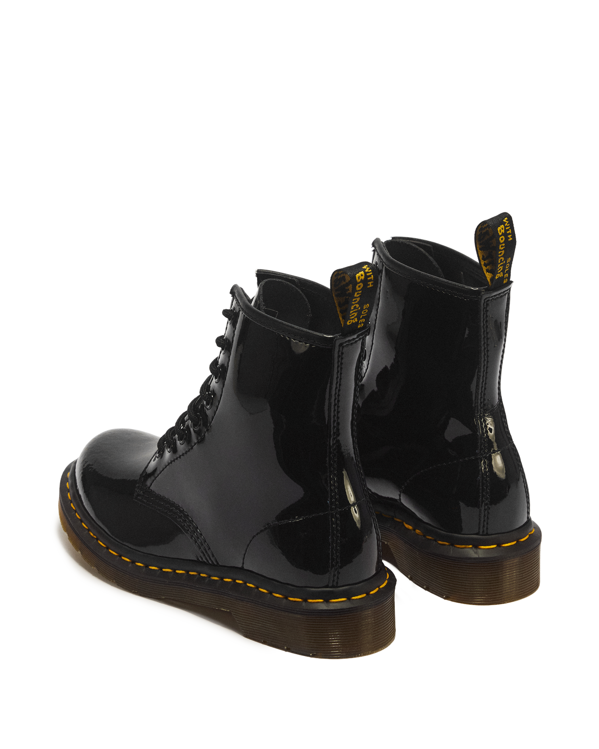 1460 Women's Patent Leather Lace Up Boots in Black