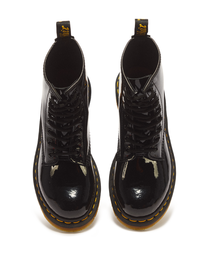 1460 Women's Patent Leather Lace Up Boots in Black