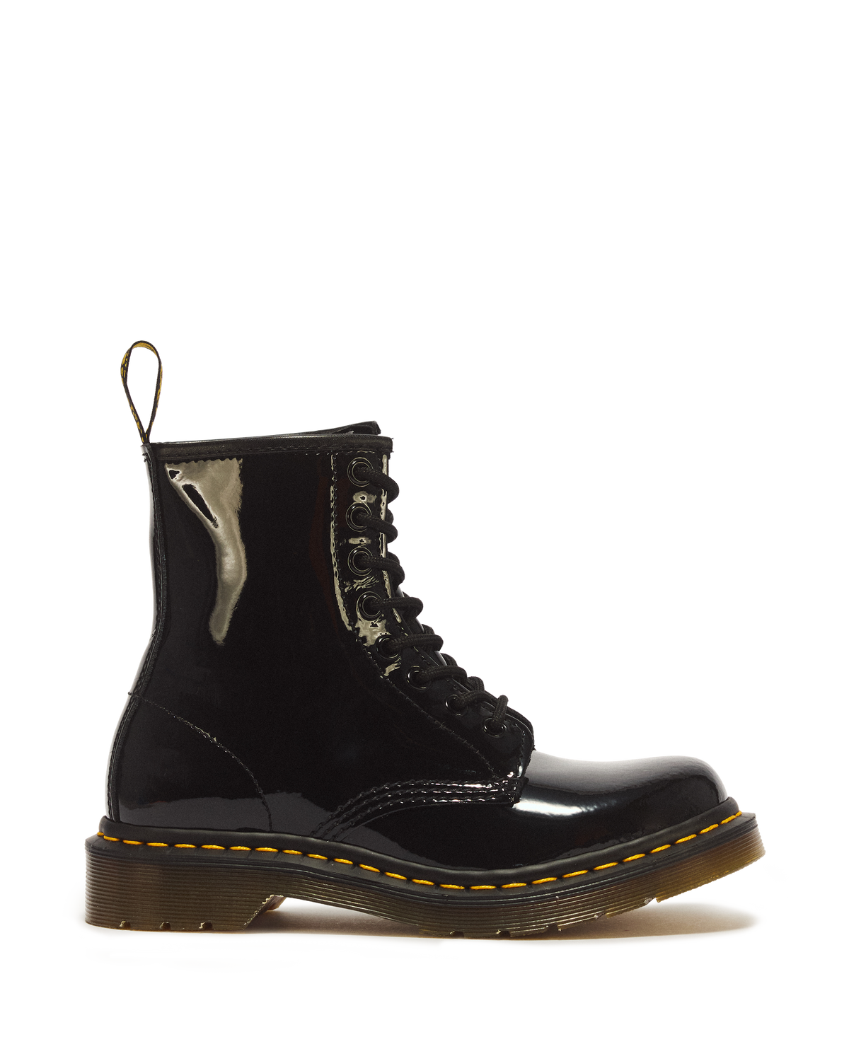 1460 Women's Patent Leather Lace Up Boots in Black