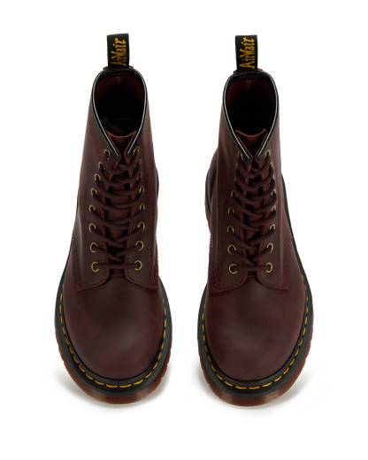 1460 Crazy Horse Leather Boots in Cherry Red