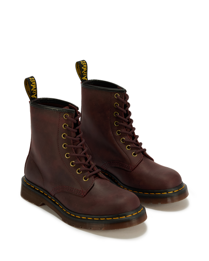 1460 Crazy Horse Leather Boots in Cherry Red
