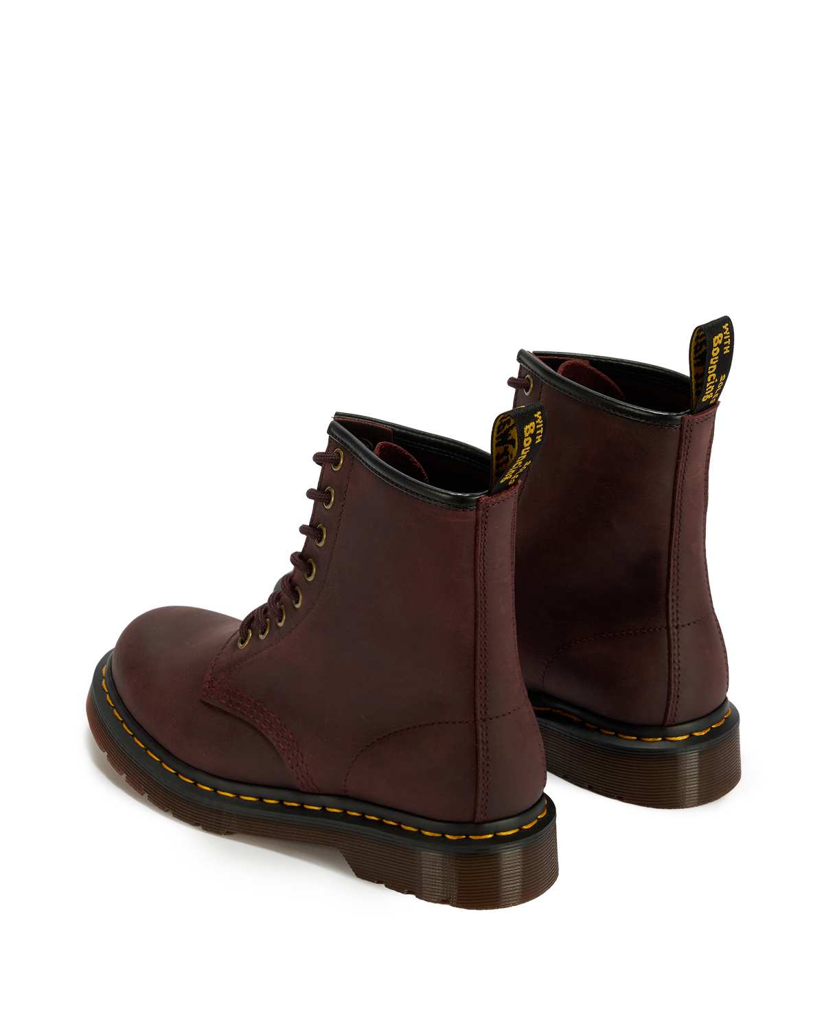 1460 Crazy Horse Leather Boots in Cherry Red