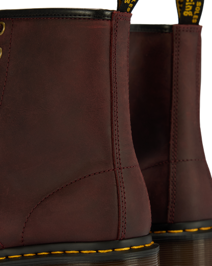1460 Crazy Horse Leather Boots in Cherry Red