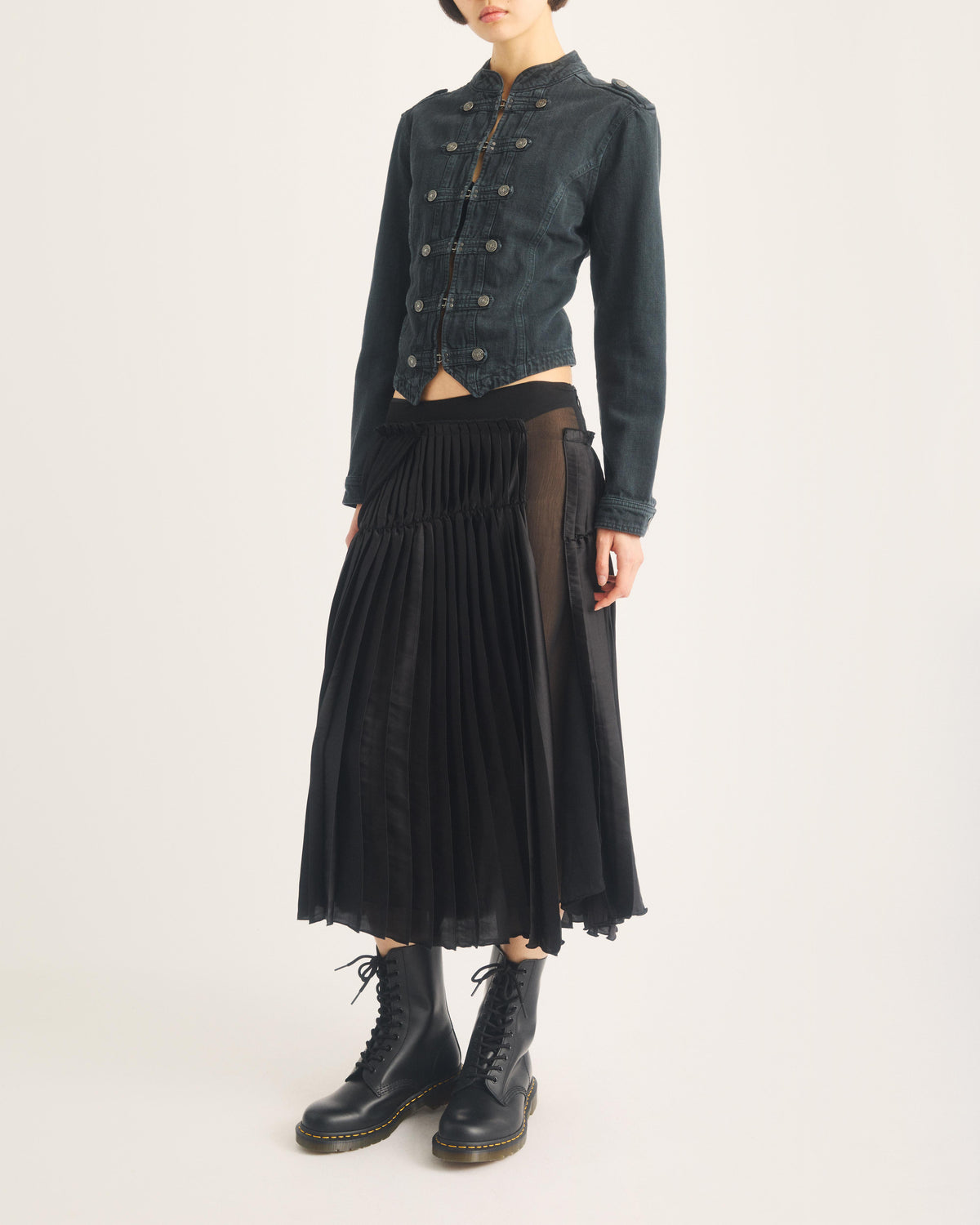 1490 Smooth Leather Mid Calf Boots in Black