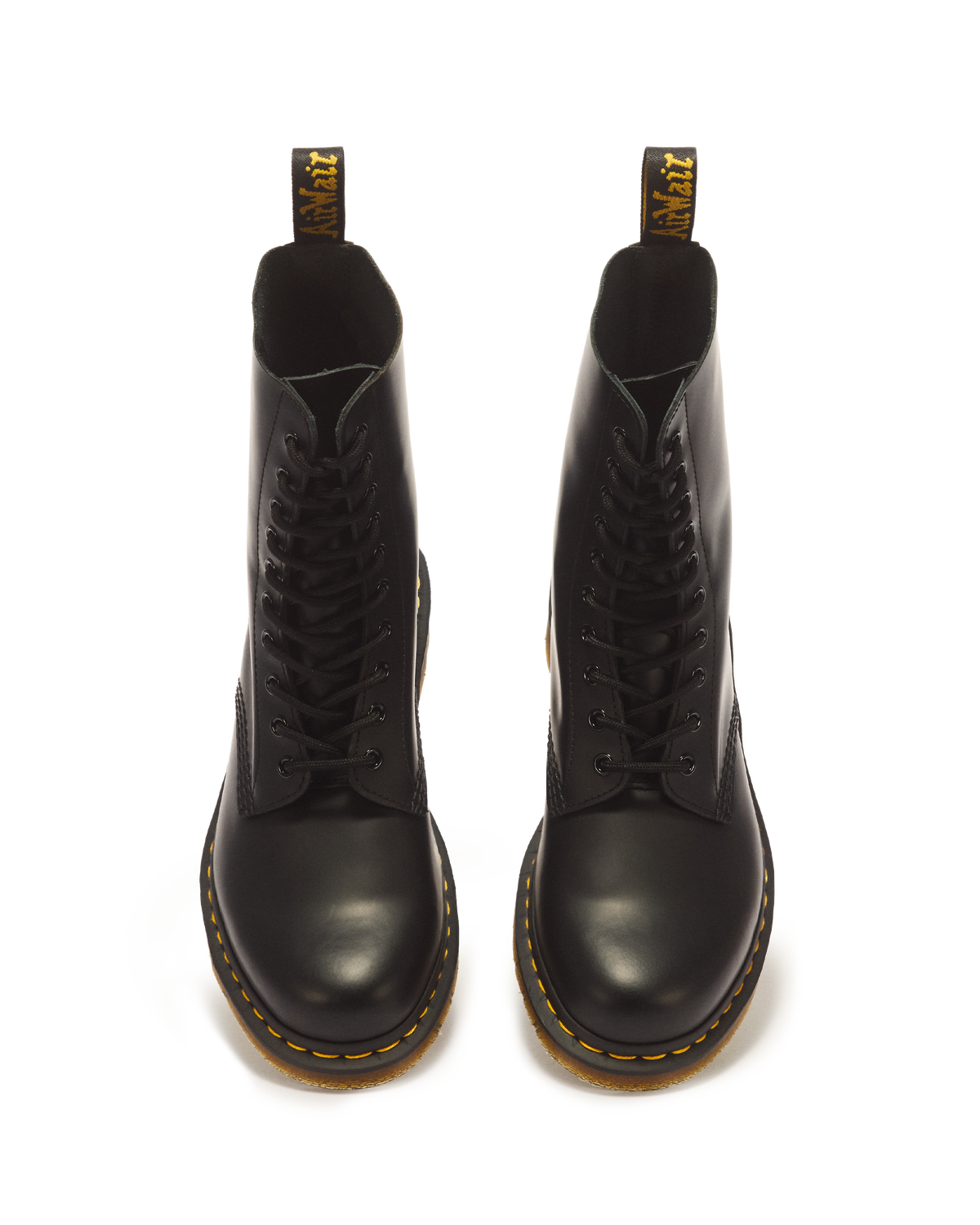 1490 Smooth Leather Mid Calf Boots in Black