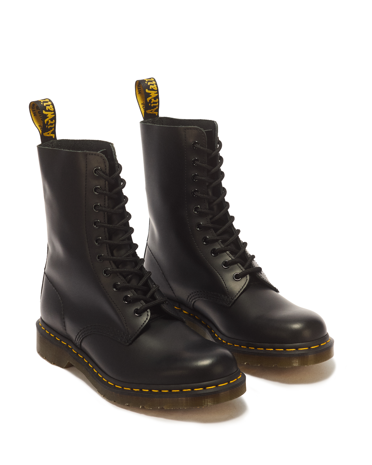 1490 Smooth Leather Mid Calf Boots in Black