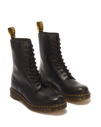 1490 Smooth Leather Mid Calf Boots in Black