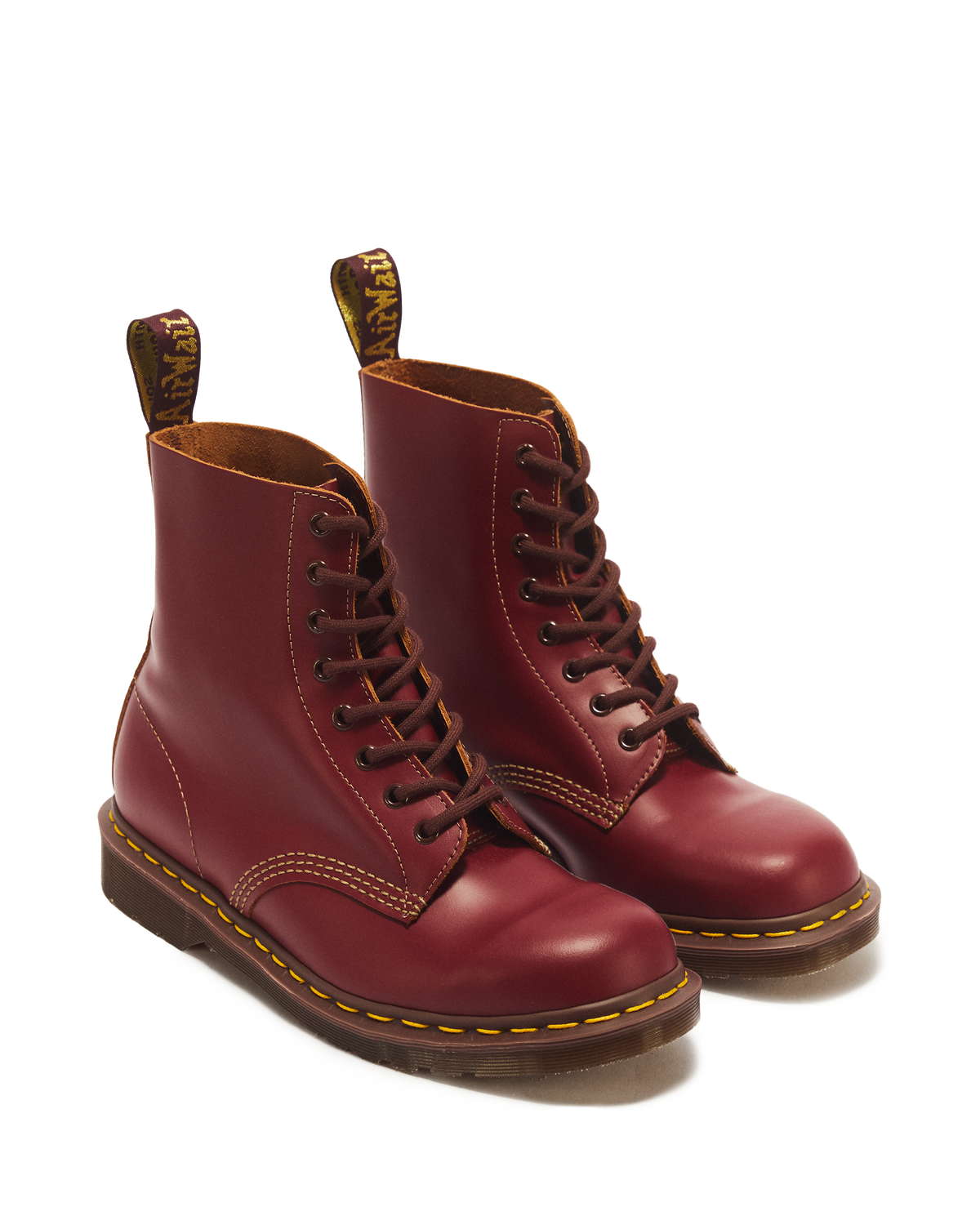 1460 Vintage Made in England Lace Up Boots in Red