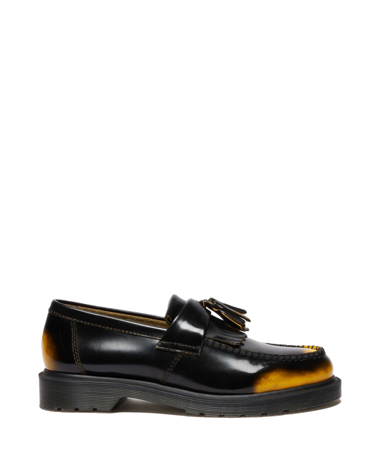 Adrian Tassel Arcadia Rub Off Leather Loafers in Black+Yellow