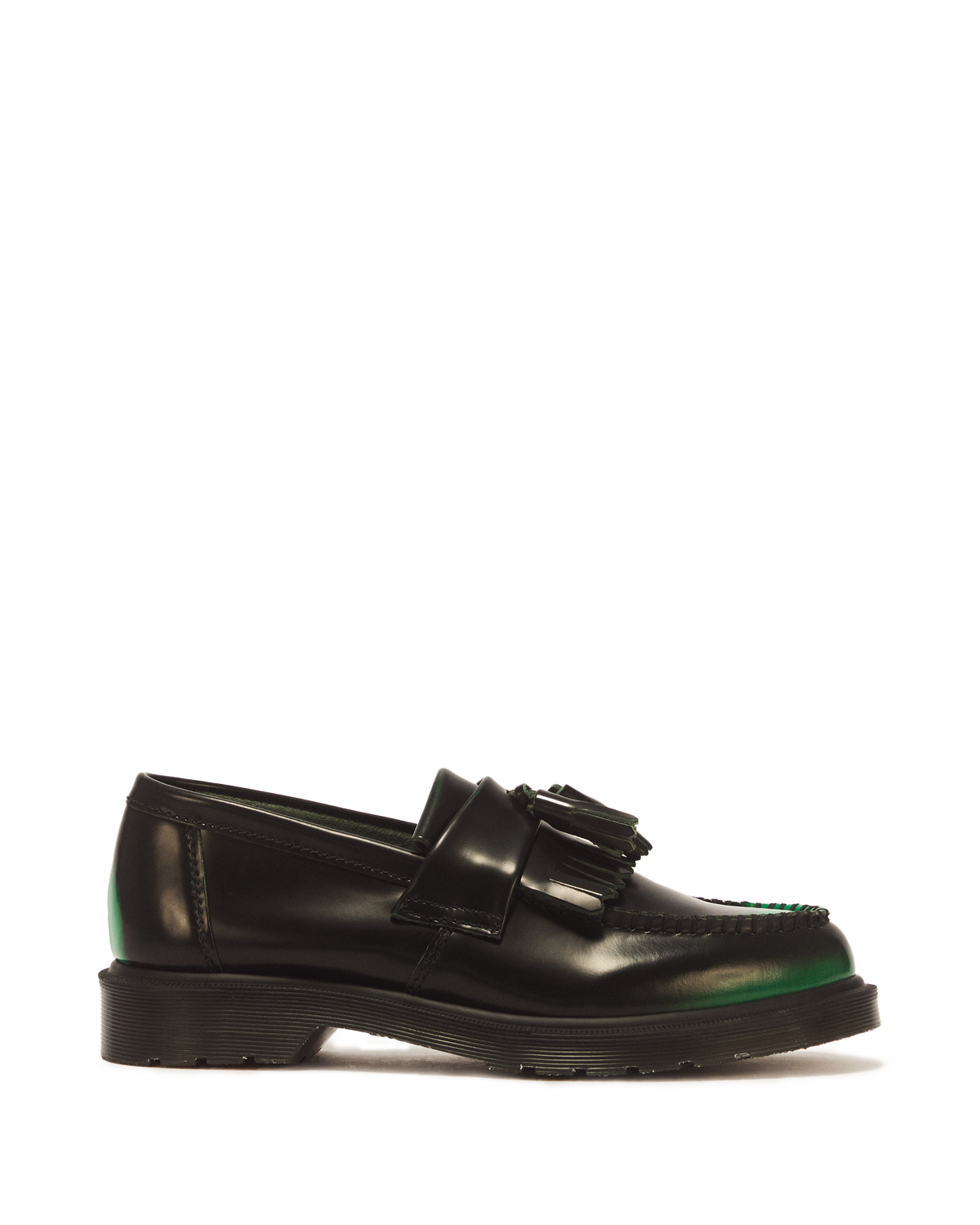 Adrian Tassel Arcadia Rub Off Leather Loafers in Green