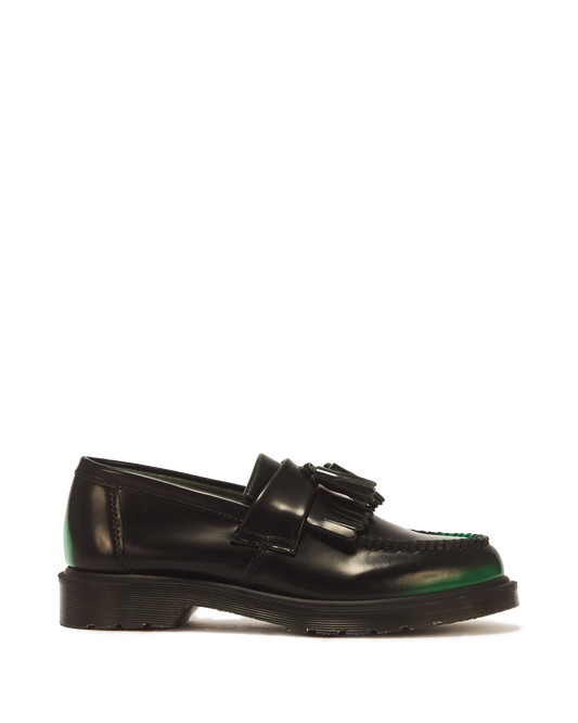 Adrian Tassel Arcadia Rub Off Leather Loafers in Green