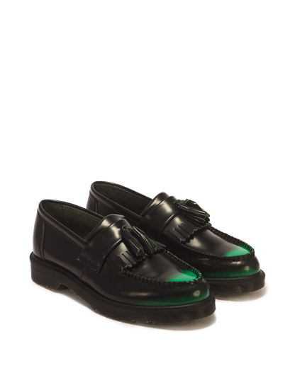Adrian Tassel Arcadia Rub Off Leather Loafers in Green