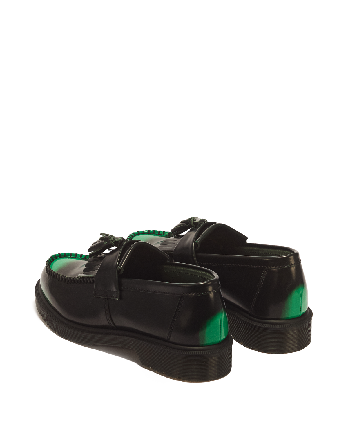 Adrian Tassel Arcadia Rub Off Leather Loafers in Green