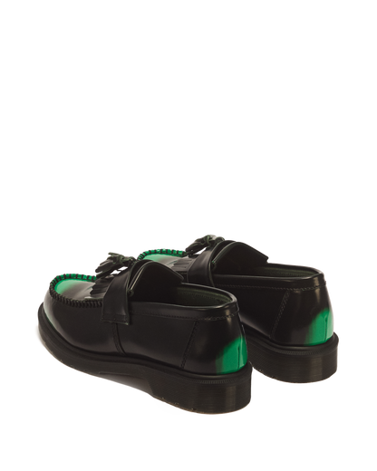 Adrian Tassel Arcadia Rub Off Leather Loafers in Green