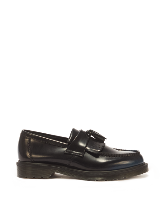 Adrian Tassel Arcadia Rub Off Leather Loafers in Navy