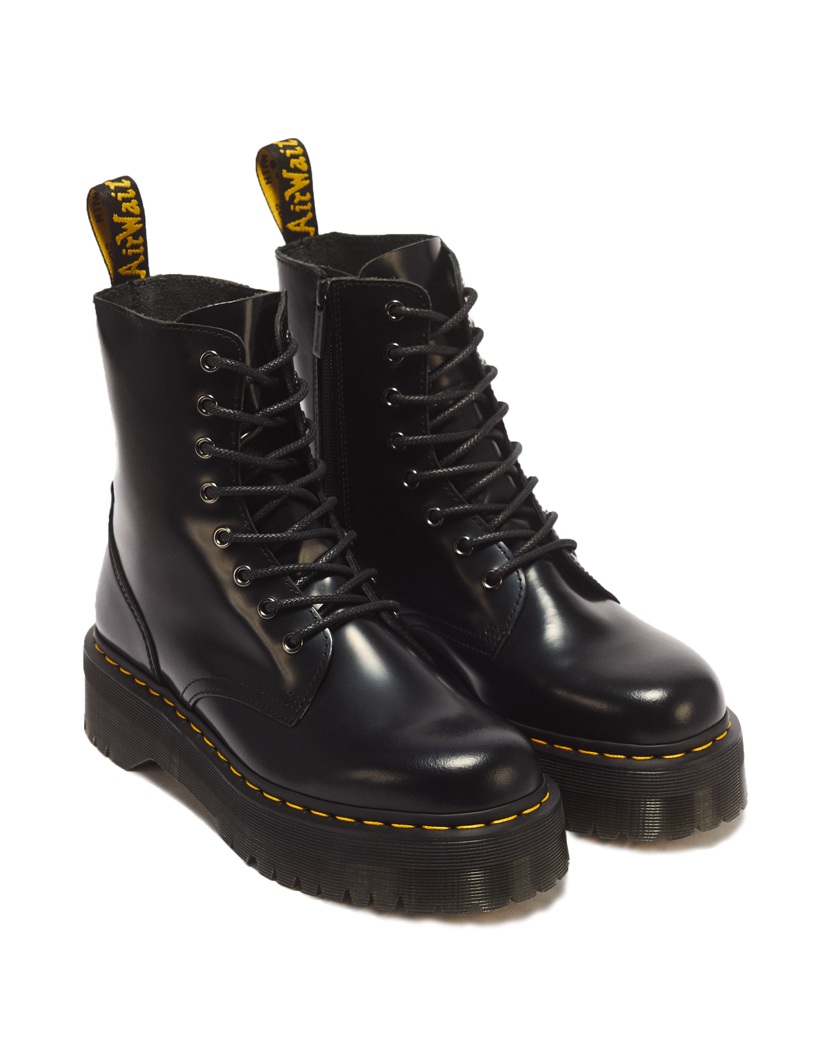 Jadon Boot Smooth Leather Platforms in Black