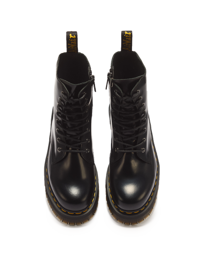 Jadon Boot Smooth Leather Platforms in Black