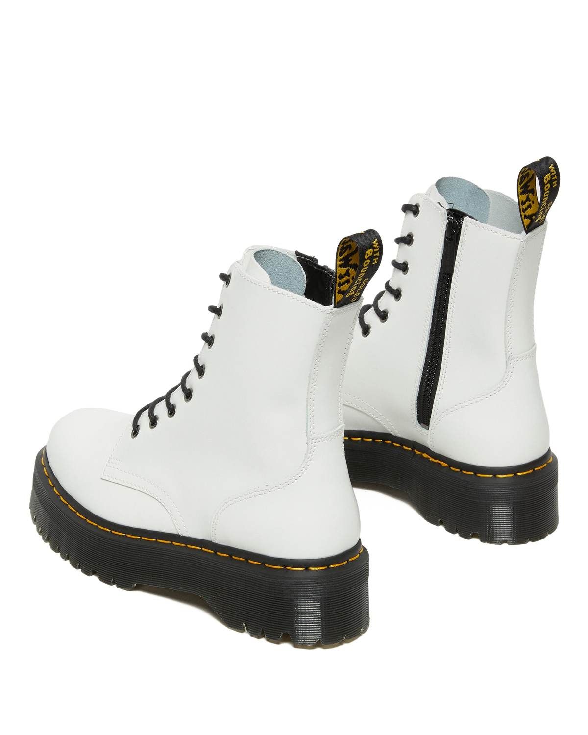 Jadon Boot Smooth Leather Platforms in White