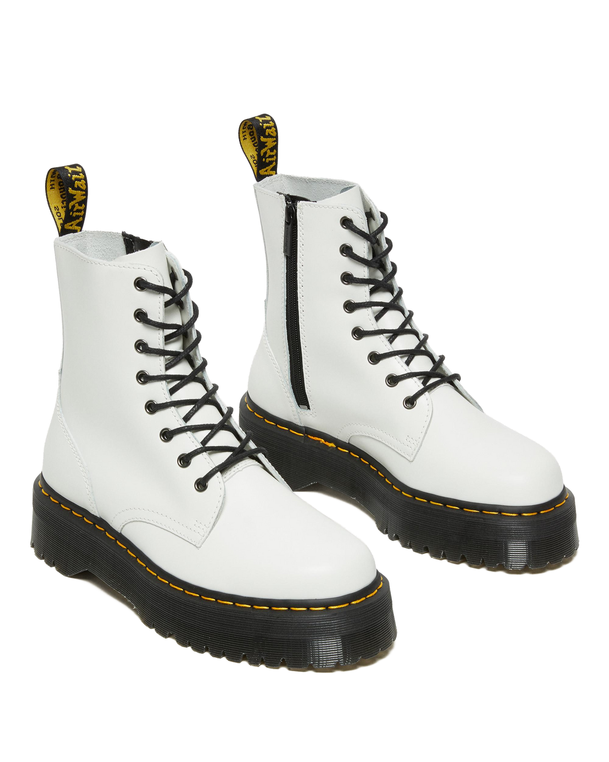 Jadon Boot Smooth Leather Platforms in White