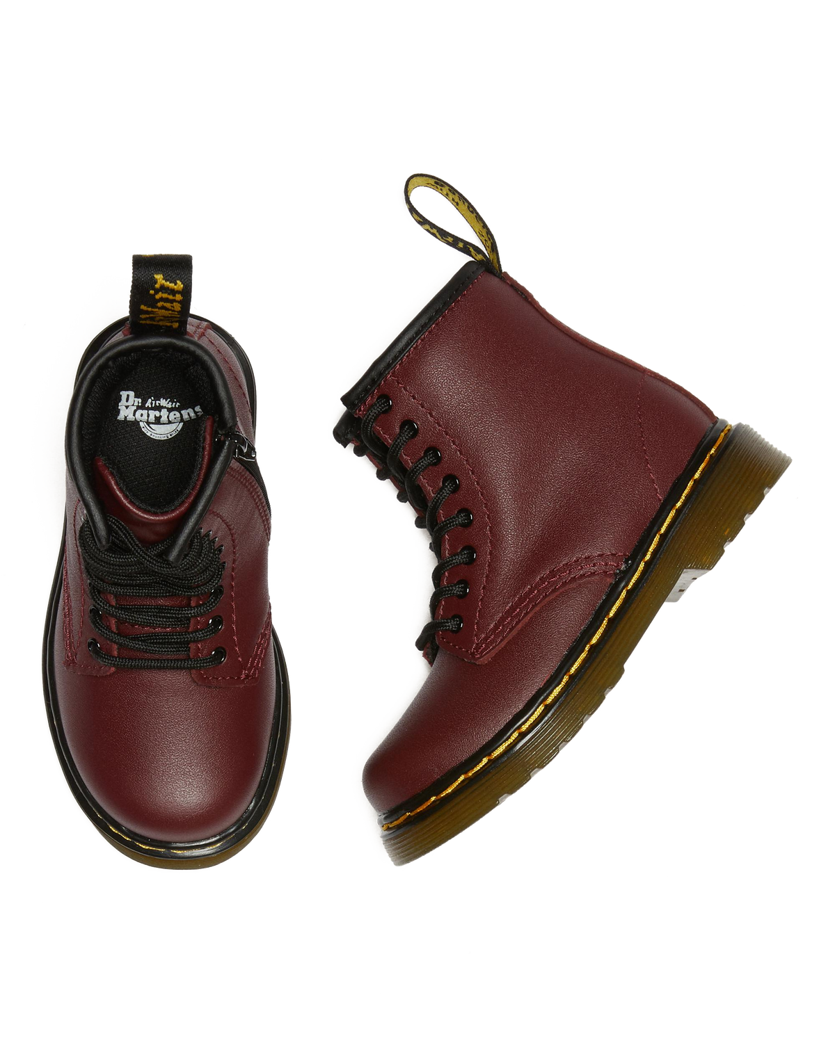 Toddler 1460 Softy T Leather Lace Up Boots in Cherry Red