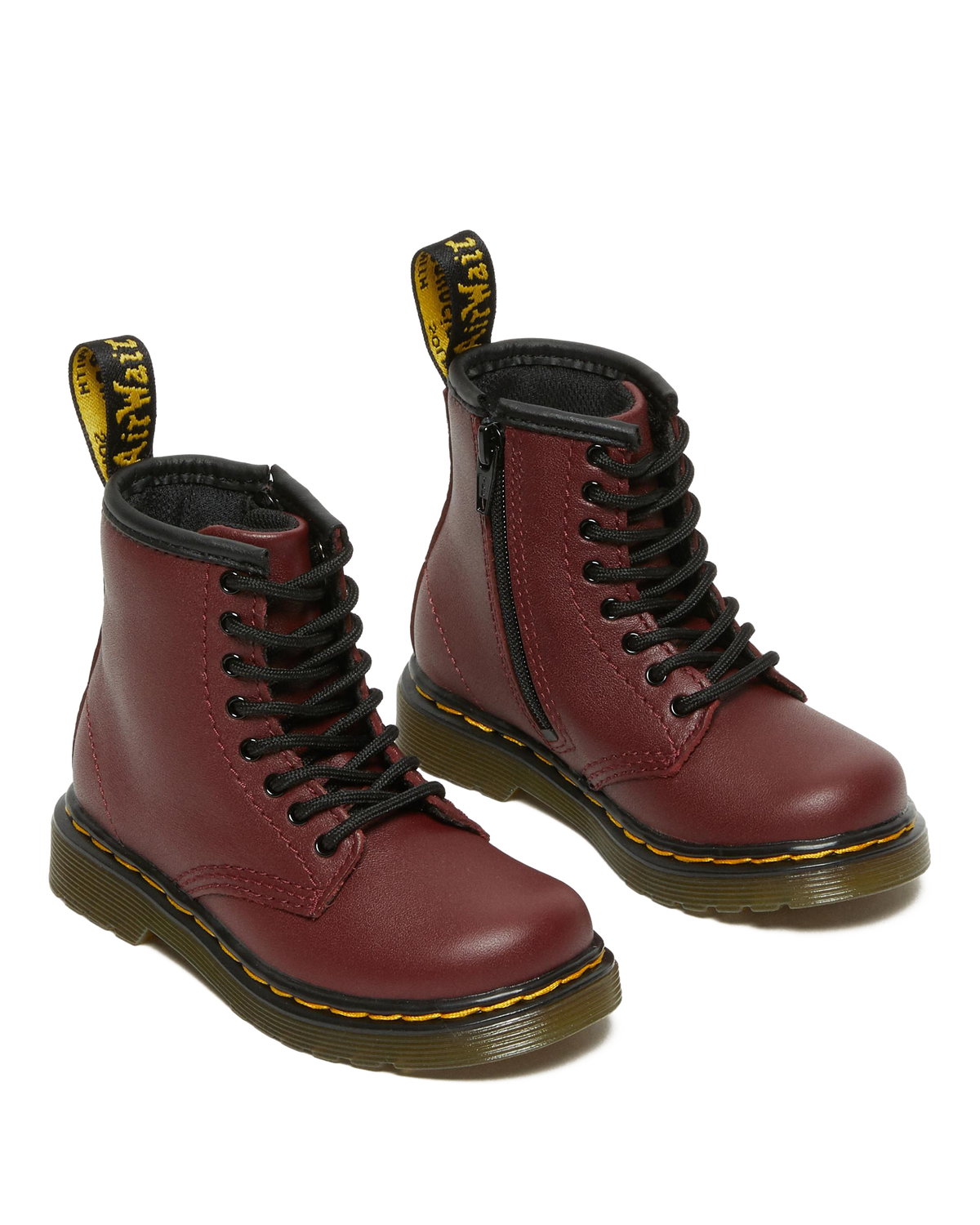 Toddler 1460 Softy T Leather Lace Up Boots in Cherry Red