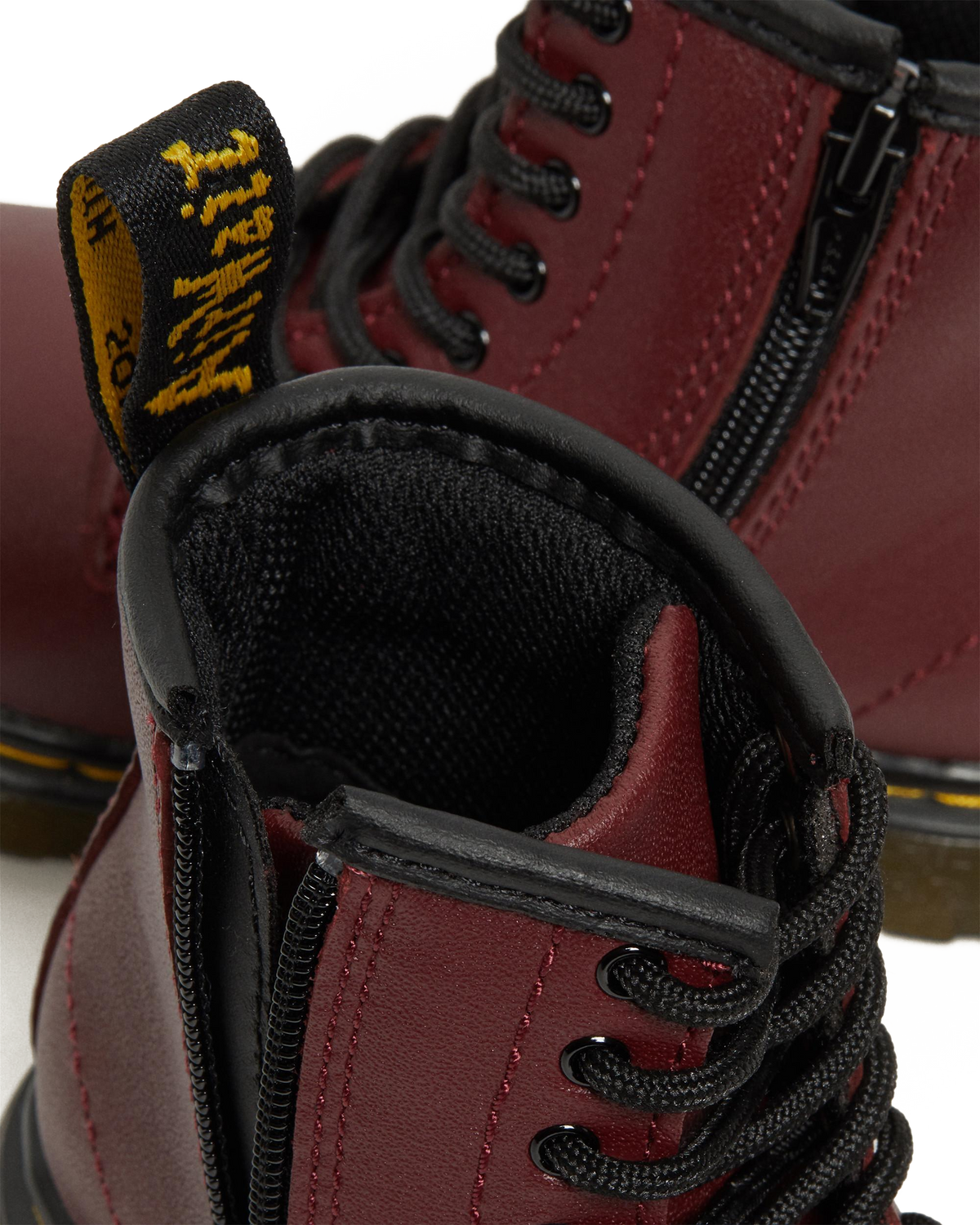 Toddler 1460 Softy T Leather Lace Up Boots in Cherry Red